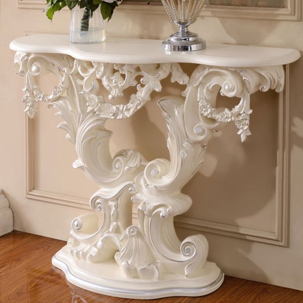 French Country Console Table Brown/Black/White/Gold Wooden Console Sofa Table