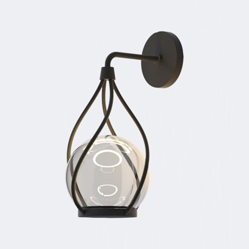 Contemporary Wall Sconce Glass Shade Wall Light Fixture for Courtyard
