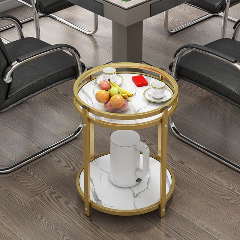 Glam Metal Storage End Table Double Tier Side Table for Living Room