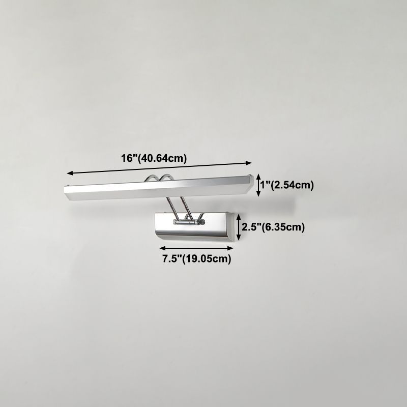 Linear Modern Vanity Light Metal 1-Light LED Mirror Light for Bathroom in Silver