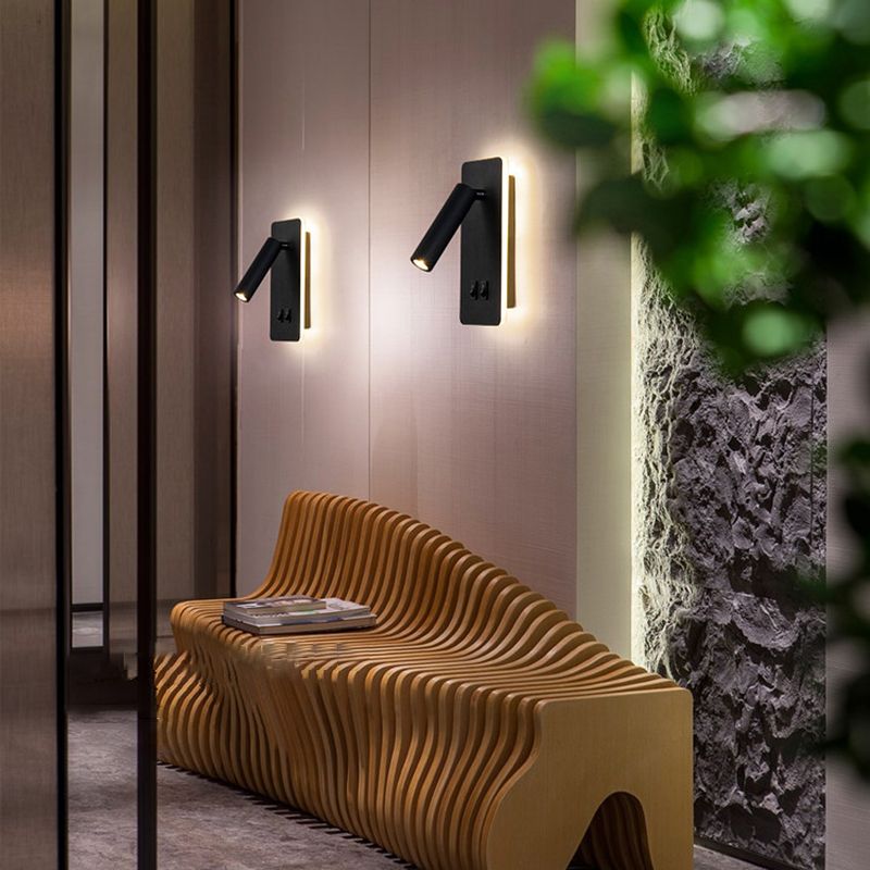 Modern 1-Spotlight Wall Sconce with Switch Squared Wall Mounted Light for Bedroom