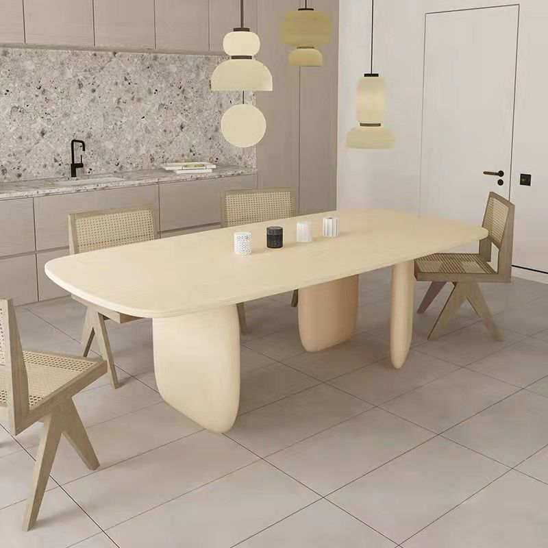 Modern Style Dining Wood Table Dining Rectangle Table with Wooden Legs