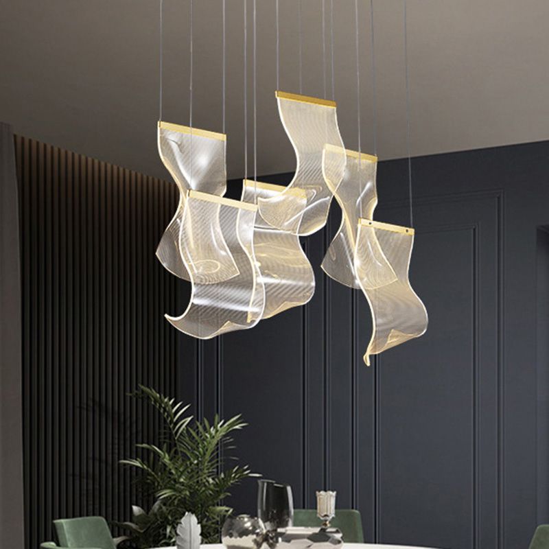 Paper Hanging Light Fixtures Modern Simple Acrylic Ceiling Pendant for Stairwell