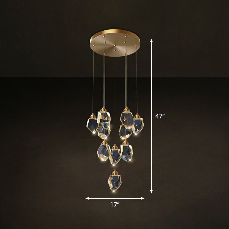 LED a forma di gemma LED Multi-Pendant Postmodern Cristal Clear Suspension Lighting per sala da pranzo