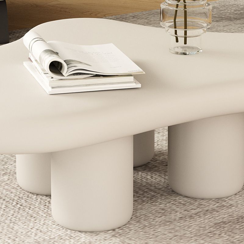 White Wood Coffee Table Free-Form Modern No Distressing Coffee Table
