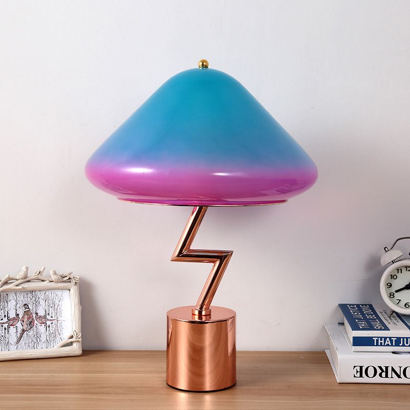 Lampe de tâche des champignons moderniste rose et verre bleu 1 bulbe salon lecture livre Light