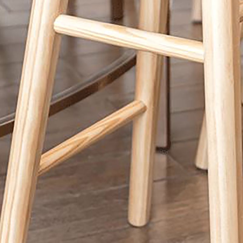 Contemporary Solid Wood Bar Stool Indoor Bar Stool with Wood Seat and Footrest