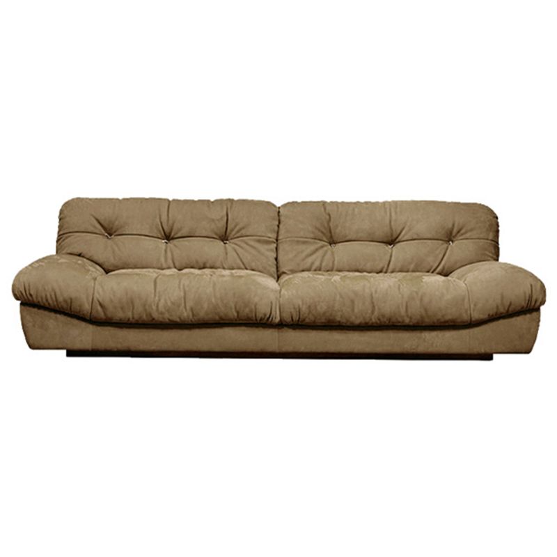 Tufted Down Fill Cushions Sofa Faux Leather Armless Settee in Dark Brown