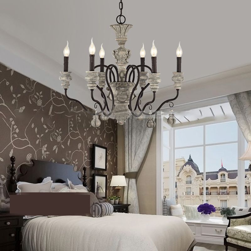 Harz Candlestick Hanging Lampe Traditionelle Esszimmer Kronleuchter in Grau