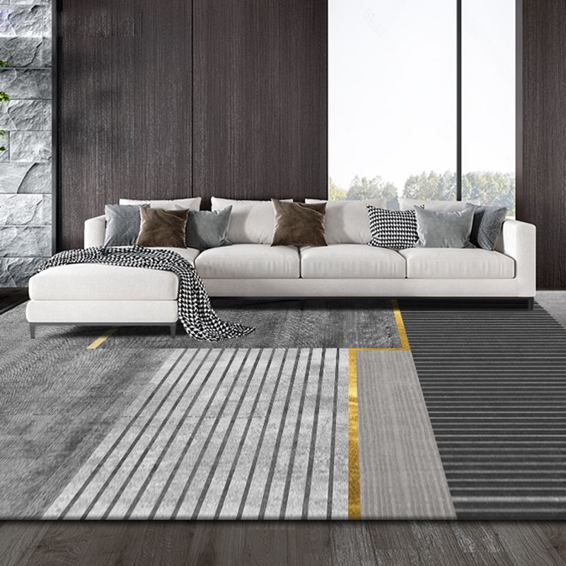 Grey Contemporary Rug Blending Graphic Rug Non-Slip Backing Rug for Home Decor