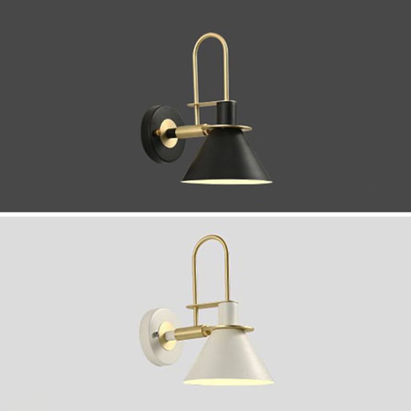 Modern Minimalist Style Tapered Wall Mounted Light Fixture Metal 1 Light Wall Light Sconces for Bedroom