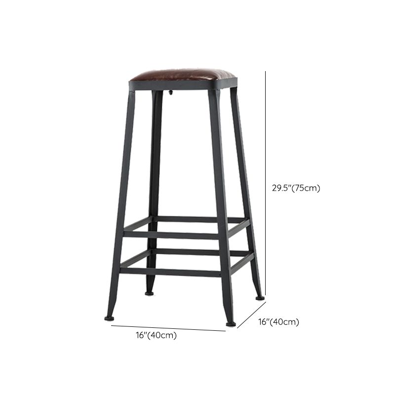 Contemporary Armless Dining Stool Metal Bar Stool with Footrest