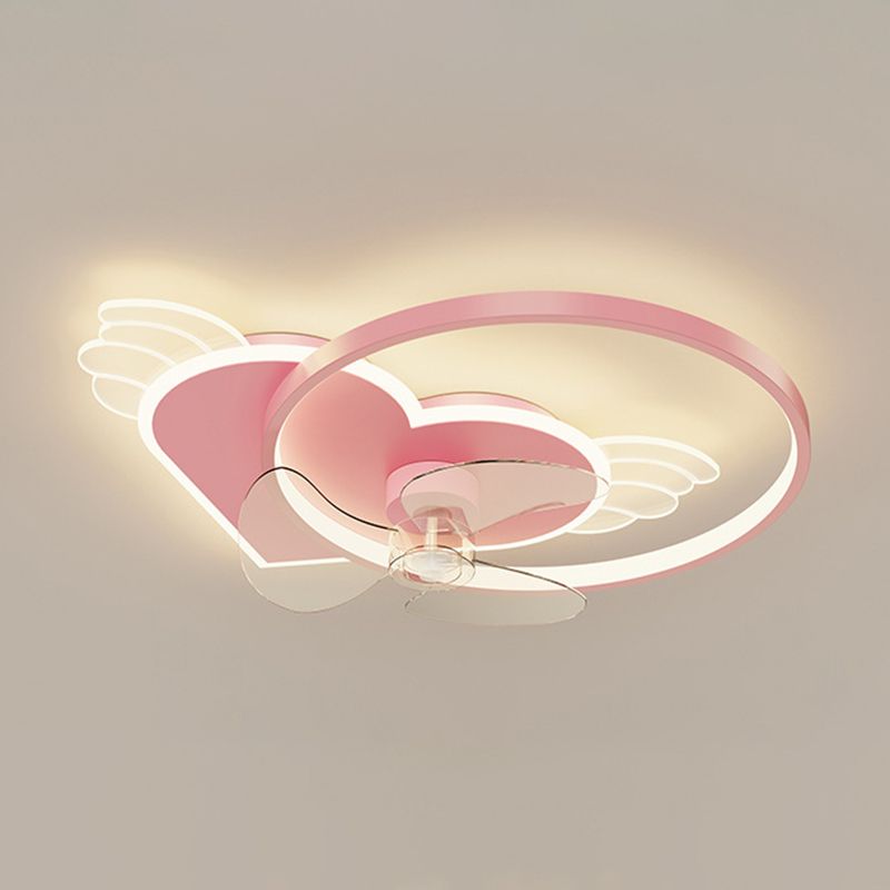 3-Blade Fan with Light Children Pink Ceiling Fan for Hallway Foyer