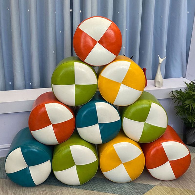 Orange Modern Pouf Water Resistant Round Pouf for Living Room