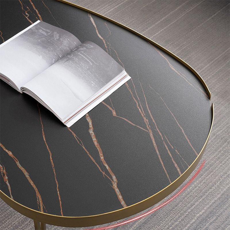 Glam Cocktail Table 3 Legs Faux Stone Oval/Square Coffee Table