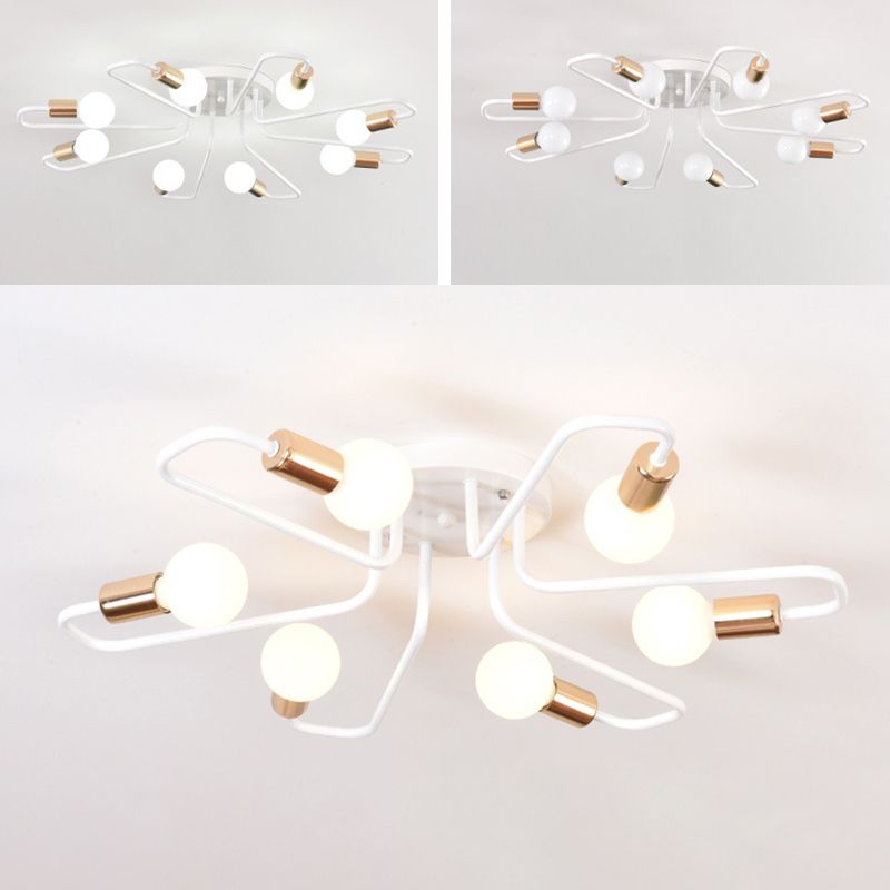 Sputnik Metal Semi Flush Mount in Industrial Retro Style Ceiling Fixture for Living Room