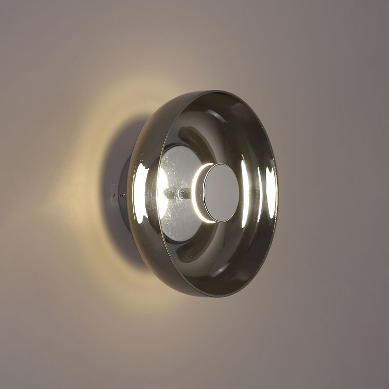 Glass Circular Wall Sconce Lights Modern Style 1 Light Wall Murd Mottes Lampes