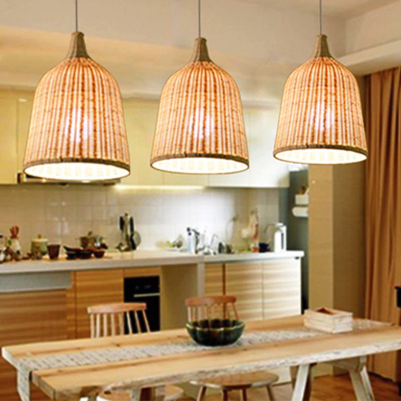 Rattan Hanging Light Modern Style Pendent Lighting Fixture for Sitting Room