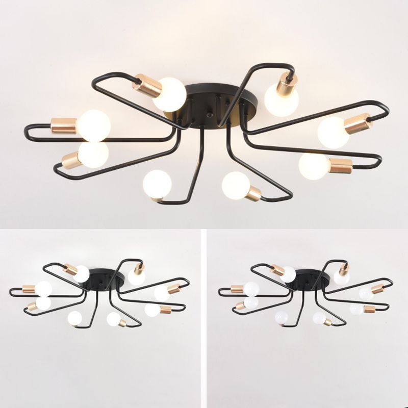 Sputnik Metal Semi Flush Mount in Industrial Retro Style Ceiling Fixture for Living Room