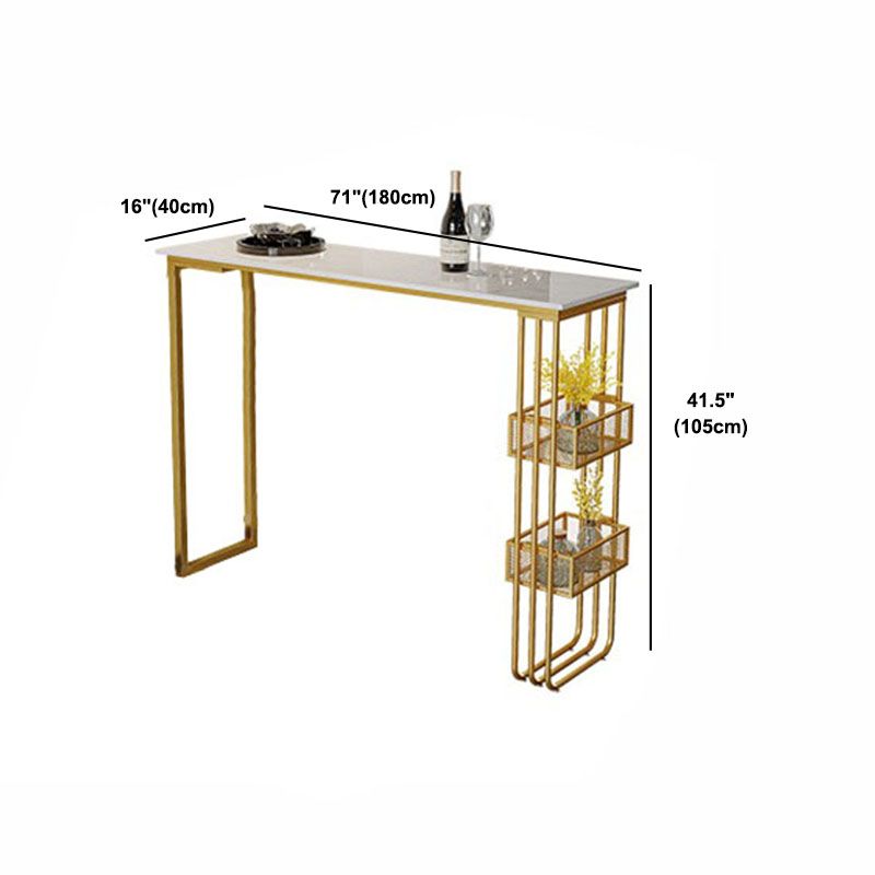 Glam Style 1/3 Pieces Bar Table Set Rectangle Stone Counter Table with Stools for Cafe