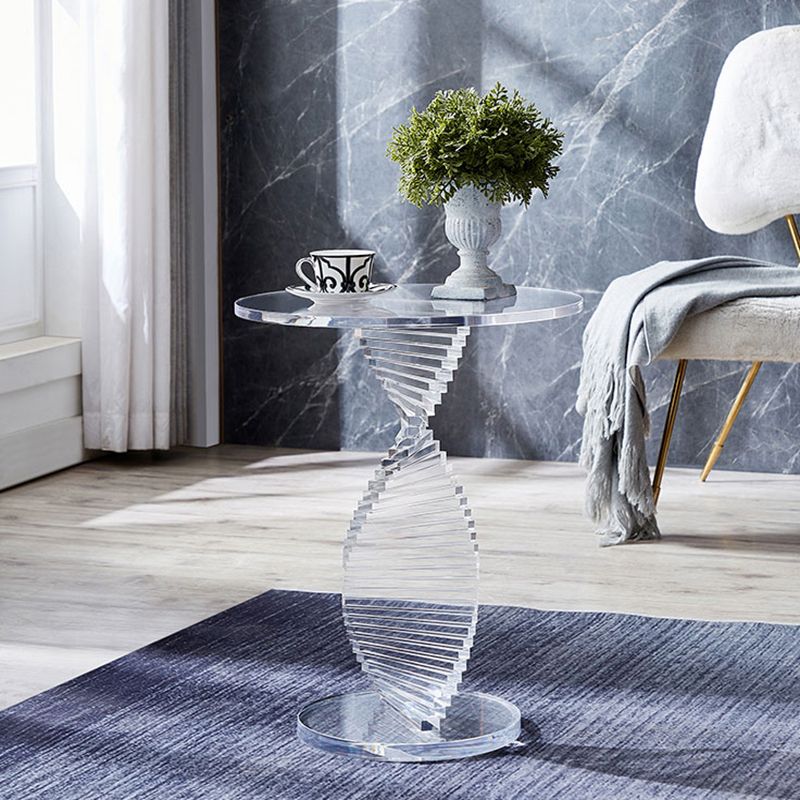 18" Wide Glam Side Table Acrylic Pedestal Clear Accent Side Table
