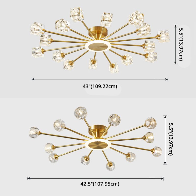 Sputnik Flush Mount Ceiling Light Modern Crystal Ceiling Mount Chandelier