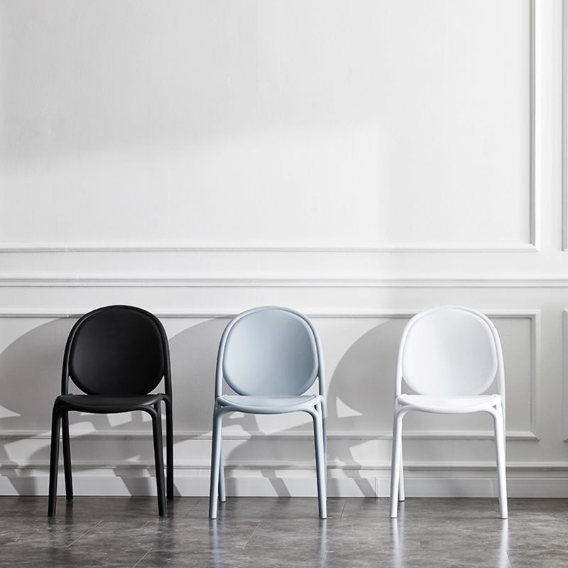 Silla sin brazos de plástico de estilo escandinavo, respaldo sólido, sillas laterales