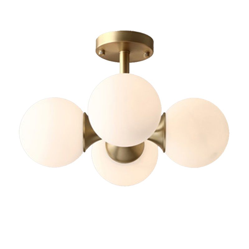 4 luces de vidrio de vidrio semi iluminación de montura de rubor bolas de estilo moderno luz semi descarga para sala de estar