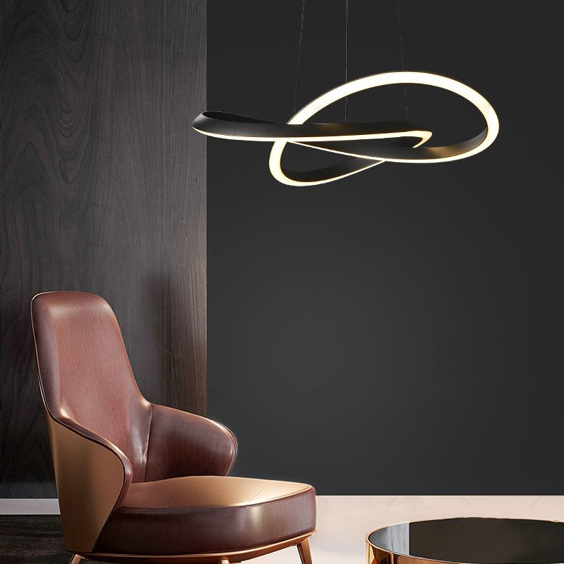 Spiral Ceiling Lights Black Acrylic LED Modern Styles for Living Room Bedroom