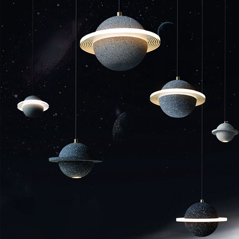 Globe Hanging Pendant Lights Modern Minimalist Style Pendant Ceiling Light with Cement Shade