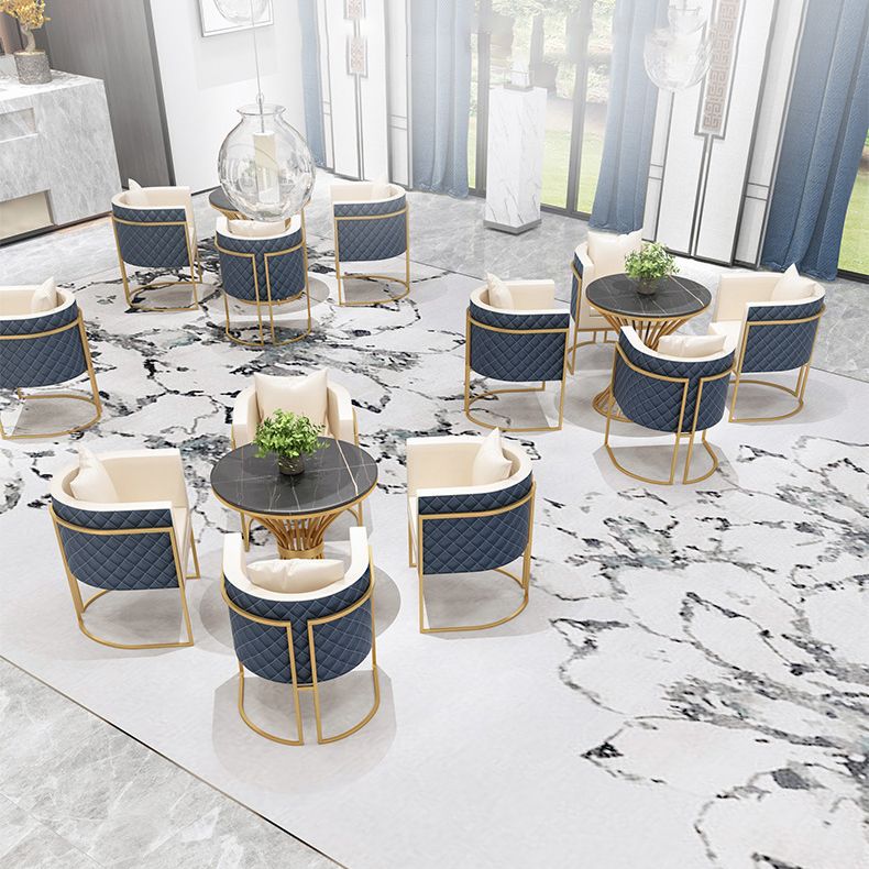 Glam Style Stone Dining Set Round 1/2/3/5 Pieces Dining Set for Home Use