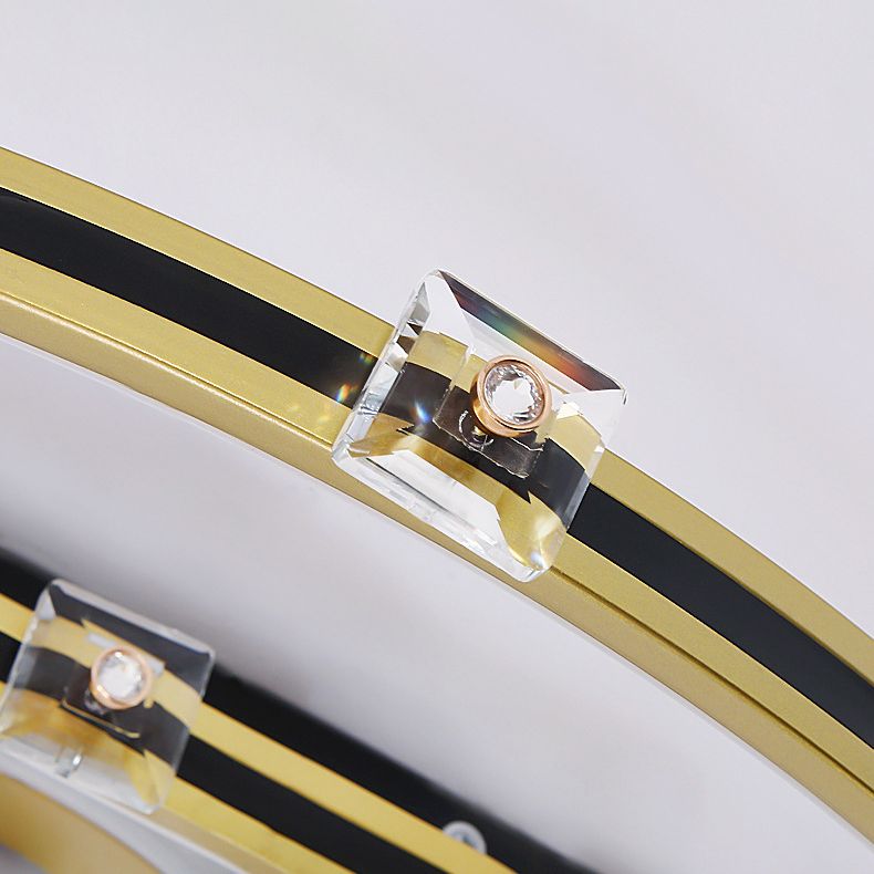 Geometric Island Lights Modern Metal Island Lamp with Fan in Black and Gold