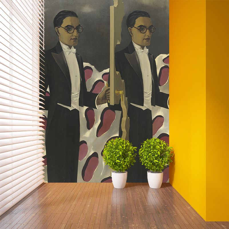 Surrealism Waiters Wallpaper Murals Black and Brown Figure Painting Wall Art for Decoration