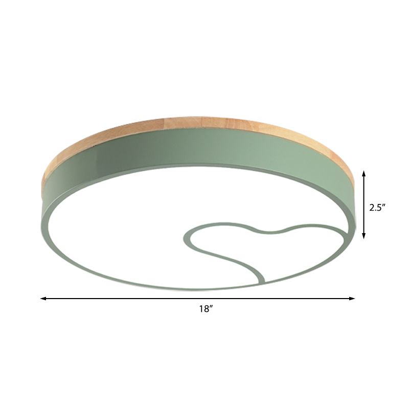 Led Nordic Flush Light met Metal Round Shade Groen/Grijs/Wit Plafond Flush Lamp in Warm/Wit