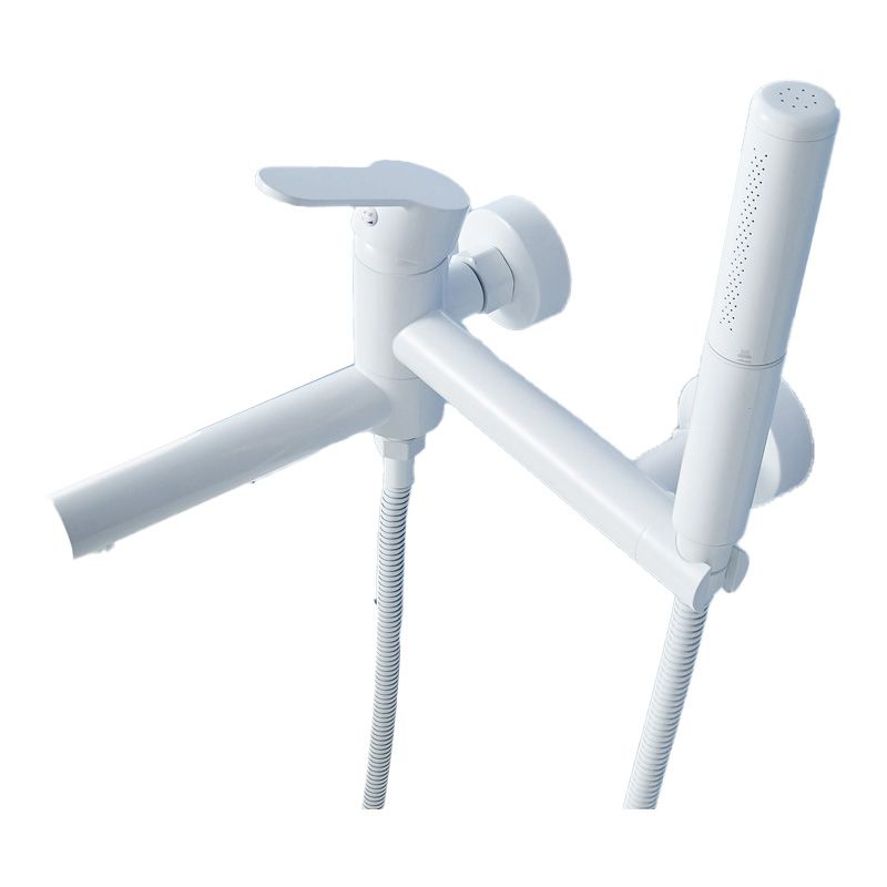 Metal Modern Bathroom Faucet White Single Handle Bath Filler Trim