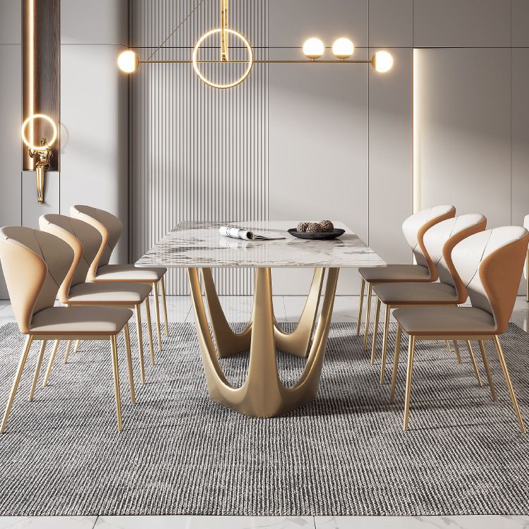 Luxury Sintered Stone Dining Set Rectangle 1/4/5/7 Pieces Dining Room Table Set