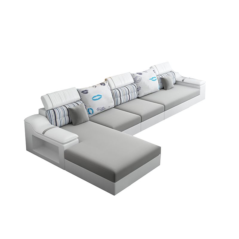 Light-grey Modern Sectional Stain-Resistant Faux leather Sectional