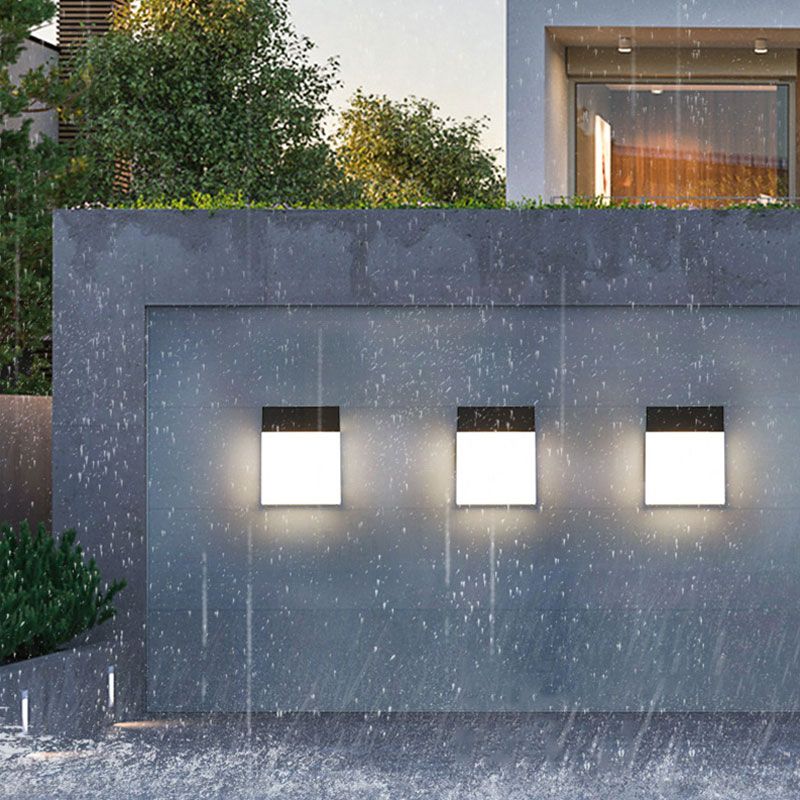 Illuminazione con applique rettangolare nero moderno lampada a parete a LED metallico per esterno