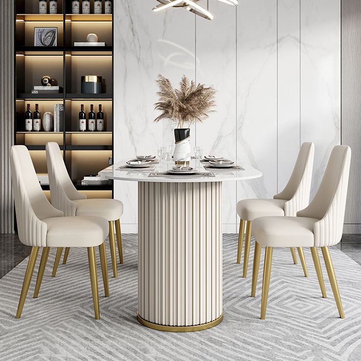 Muebles de lujo tradicionales Oval Pedestal doble mesa de comedor para el hogar