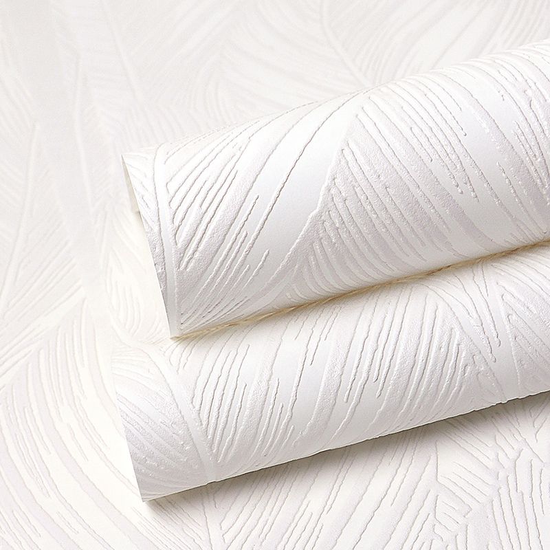 57.1-sq ft Plant Wallpaper Roll for Bedroom Leaf-Print Wall Art in White, Moisture Resistant