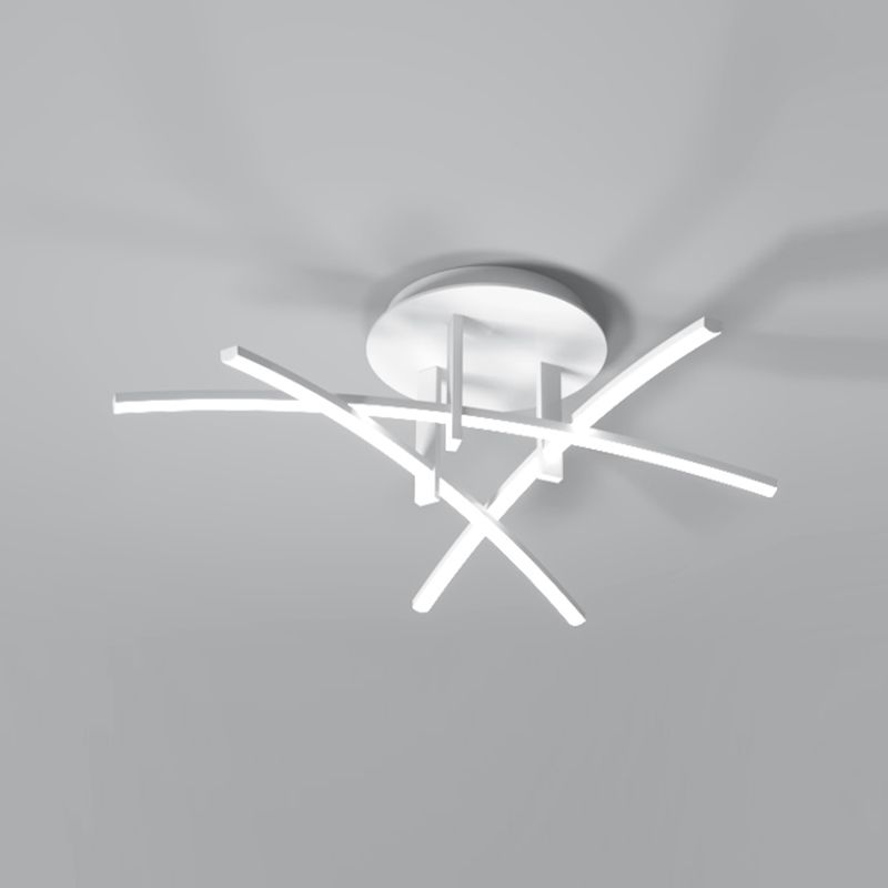 Style simple linéaire Semi Flush Fush Multi-Head Bedroom Plafond Éclairage avec une teinte acrylique