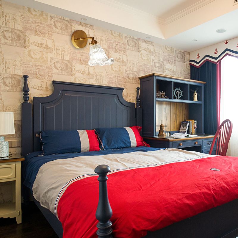 Clear Textured Glass Brass Shonce Light Art Deco 1 lámpara de pared industrial de 1 luces de lámpara de pared