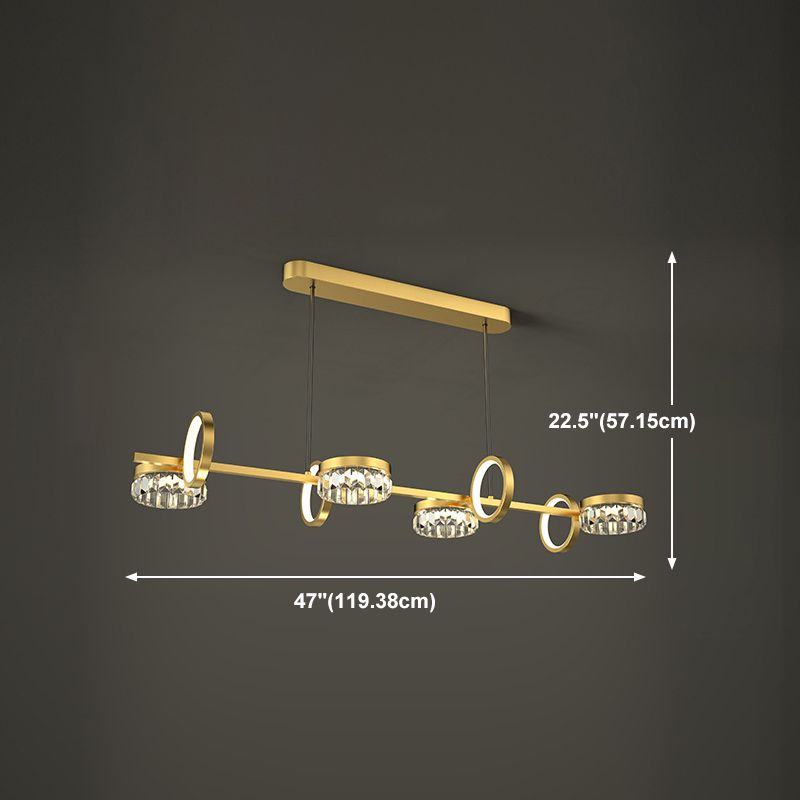 Gold Loops Island Light Postmodern LED Crystal Suspension Light for Dining Room