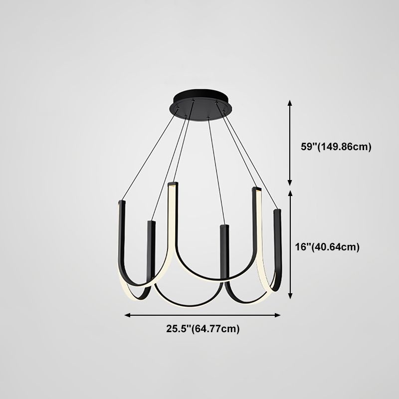 Lampadella geometrica nera LED moderna LED sospesa con alluminio per camera da letto