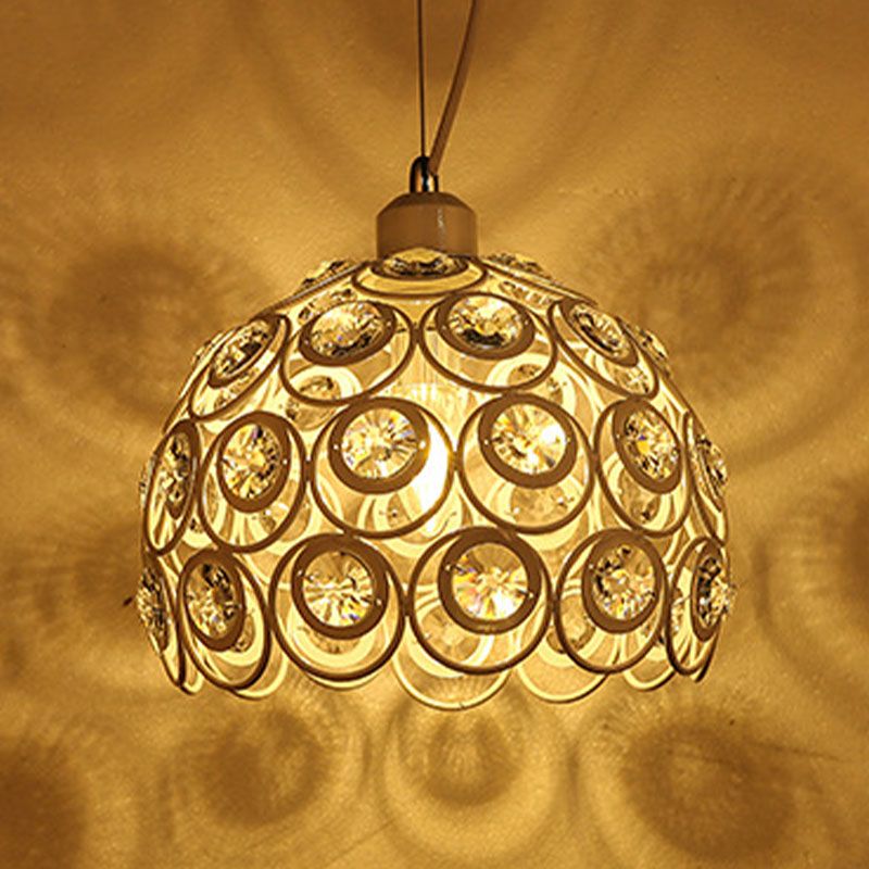 Suspension du pendentif moderne dôme suspendu à cristal clair avec un cordon suspendu à 39,5 "