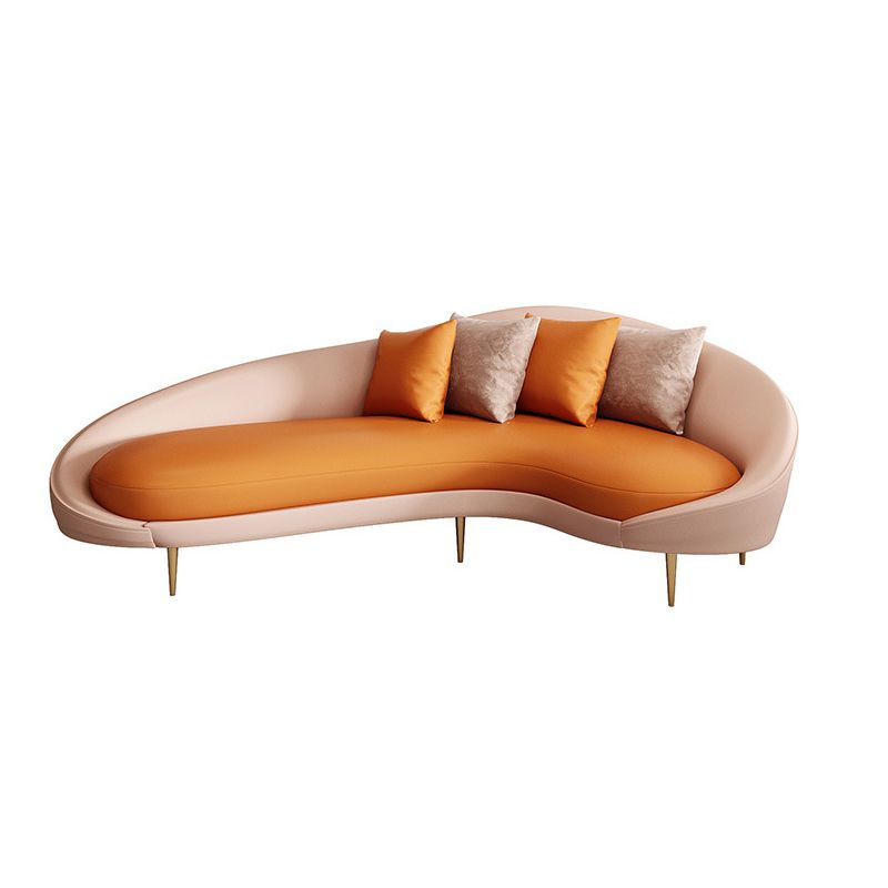 Contemporary Seating Faux Leather Living Room Tuxedo Arm Curved