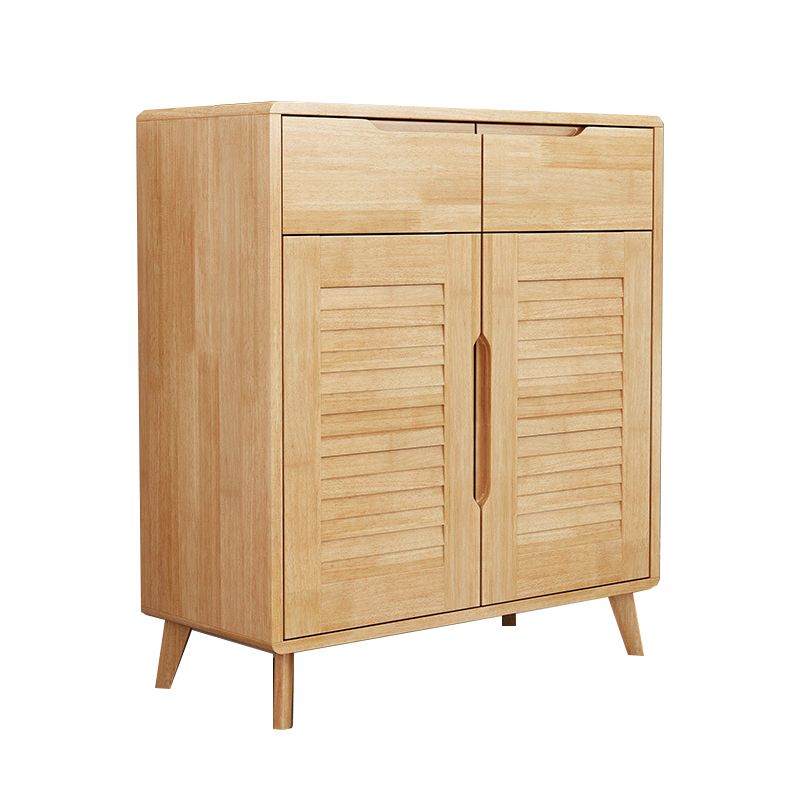 Contemporary Rubberwood Rectangle Cabinet with 2 Drawers Accent Cabinet