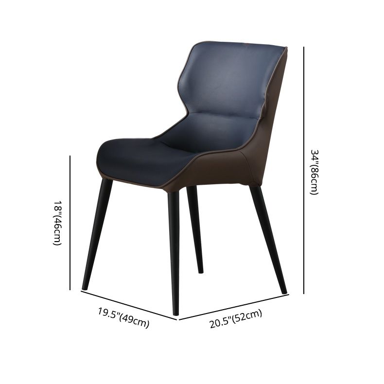 Scandinavian Style Faux Leather Dining Chair Solid Back Chair with 4 Black Finish Legs