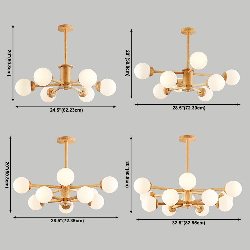 Multi-Light Chandelier Light Fixture Modern Style Ball Shape Glass Pendant Lamp