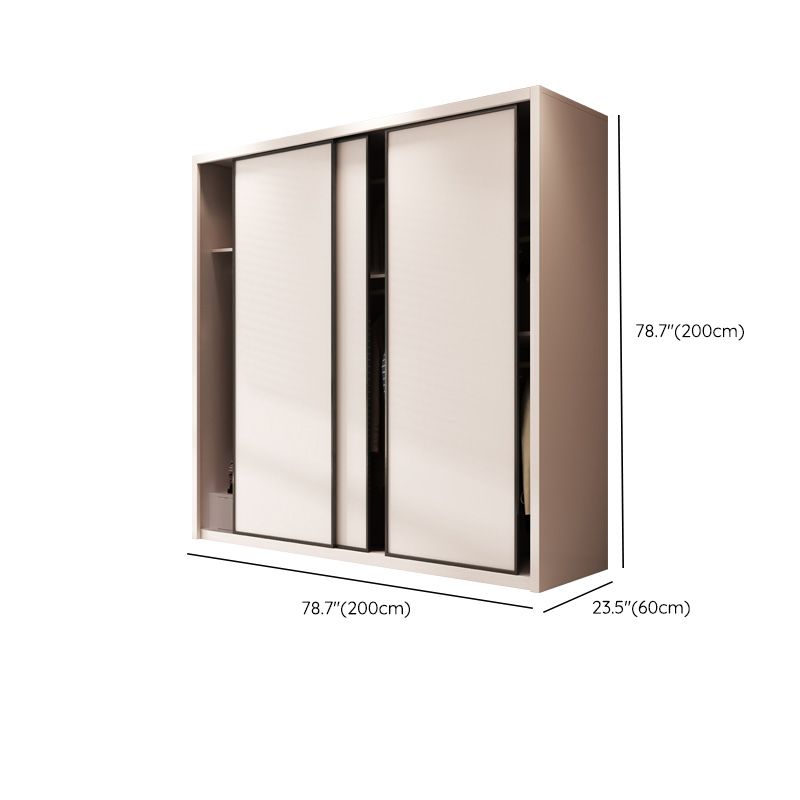 Bedroom Wooden Storage Cabinet Modern Style Armoire with Garment Rod